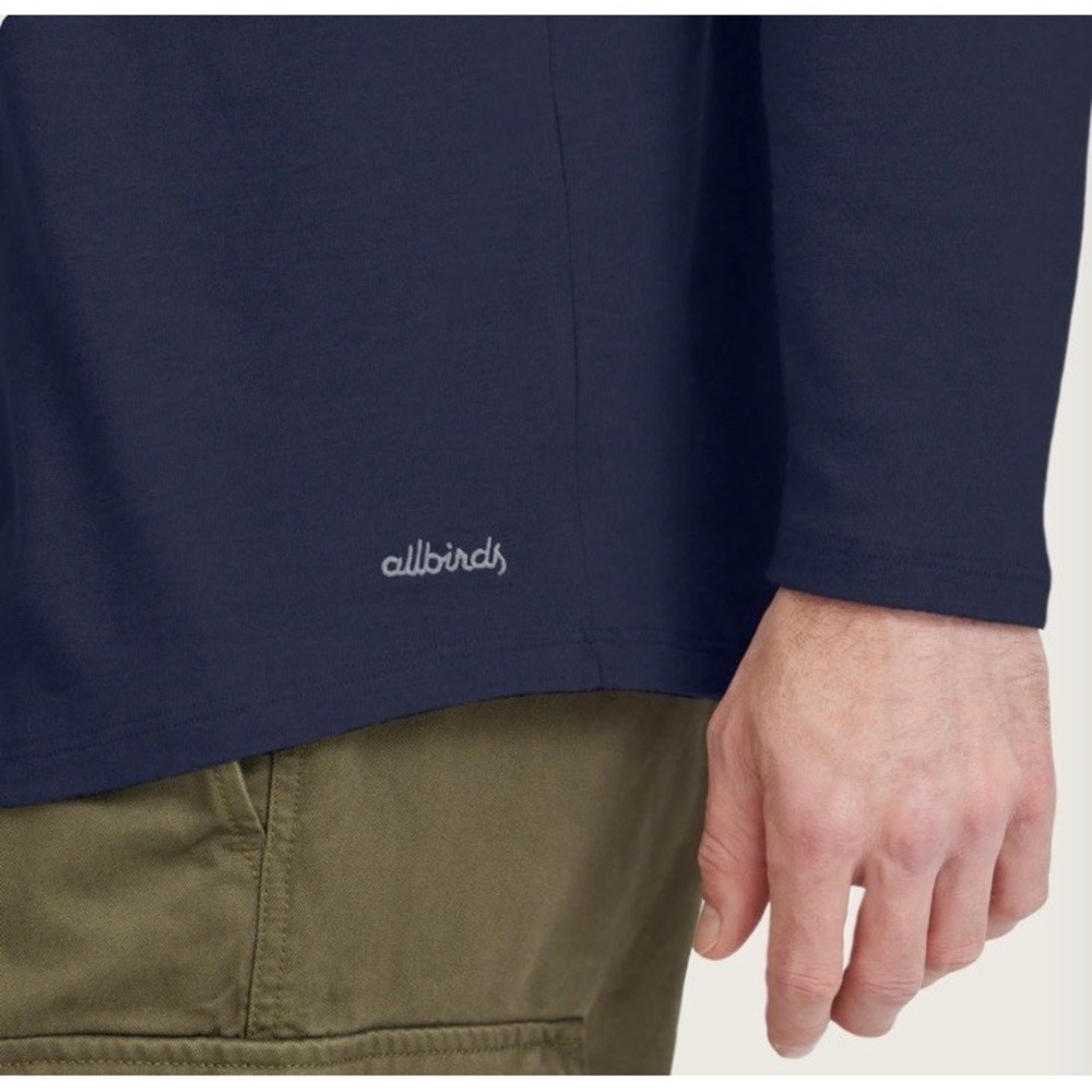 Allbirds Navy Organic Cotton Soft Merino Wool Long Sleeve Mens Shirt NWT XL - Picture 3 of 5